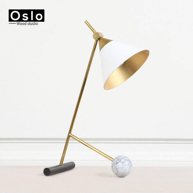 Lampe à poser moderne en métal et marbre et pied chromé Hotel - vue 5 sur 9