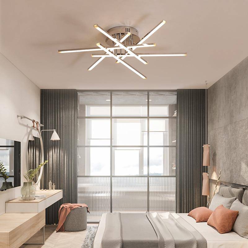 Plafonnier LED moderne barres chromées Flush - vue 2 sur 9