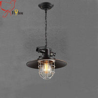 Suspension en métal colorée avec cage style industriel 34cm