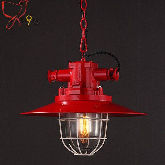 Suspension en métal colorée avec cage style industriel 34cm - vue 5 sur 6