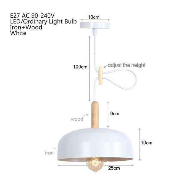 Suspension LED demi boule style industriel avec support en bos - vue 6 sur 7