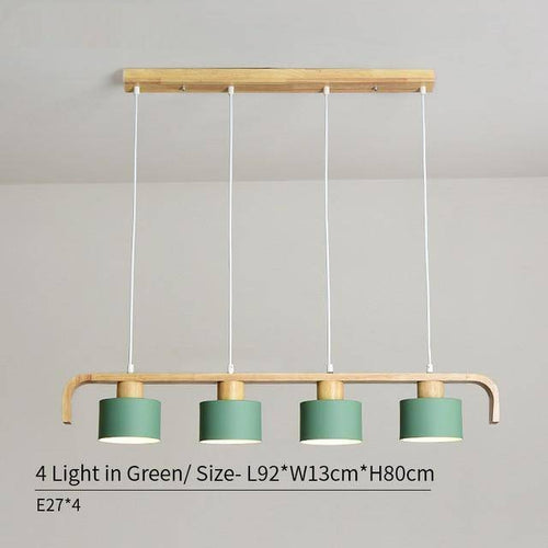 Moderne LED-Pendelleuchte aus Holz mit Lampenschirm (verschiedene Farben) - vue 15 sur 15