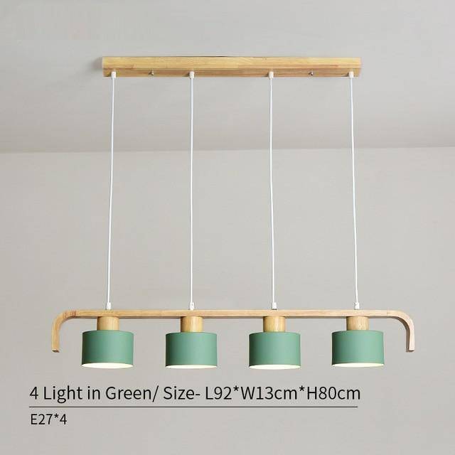 Moderne LED-Pendelleuchte aus Holz mit Lampenschirm (verschiedene Farben) - vue 14 sur 15