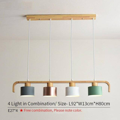 Moderne LED-Pendelleuchte aus Holz mit Lampenschirm (verschiedene Farben) - vue 12 sur 15