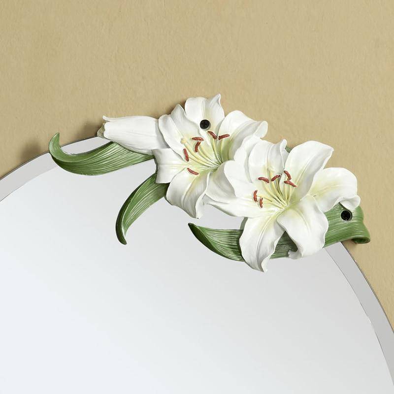Miroir mural ovale à fleurs Lilies