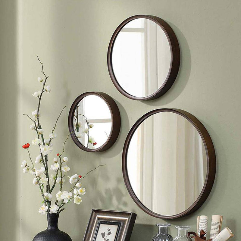 Miroir mural rond en bois (plusieurs tailles)