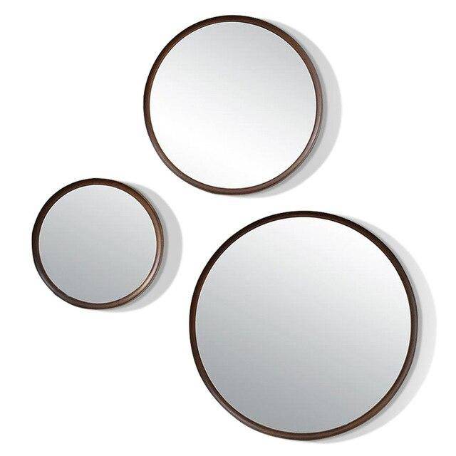 Miroir mural rond en bois (plusieurs tailles)