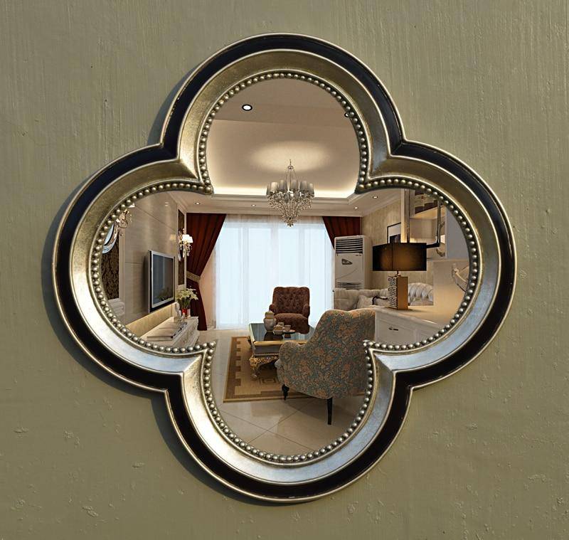 Miroir mural décoratif trèfle à 4 feuilles rétro - vue 5 sur 16