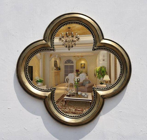 Miroir mural décoratif trèfle à 4 feuilles rétro