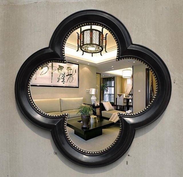 Miroir mural décoratif trèfle à 4 feuilles rétro