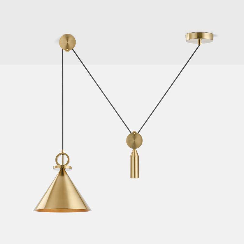 Suspension design dorée à LED avec fil Pulley - vue 4 sur 5