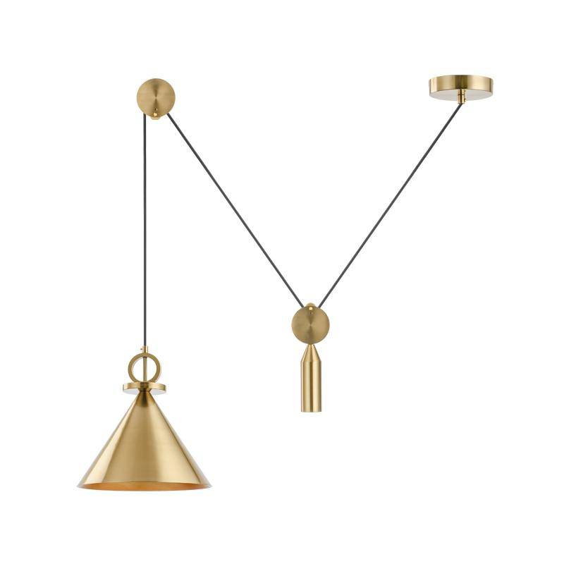 Suspension design dorée à LED avec fil Pulley - vue 5 sur 5