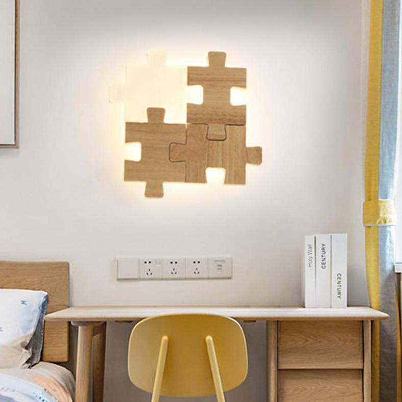 Applique murale design en forme de puzzle en bois - vue 4 sur 8