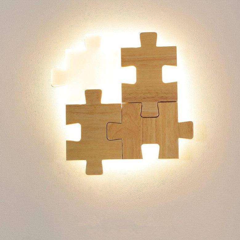 Applique murale design en forme de puzzle en bois - vue 8 sur 8