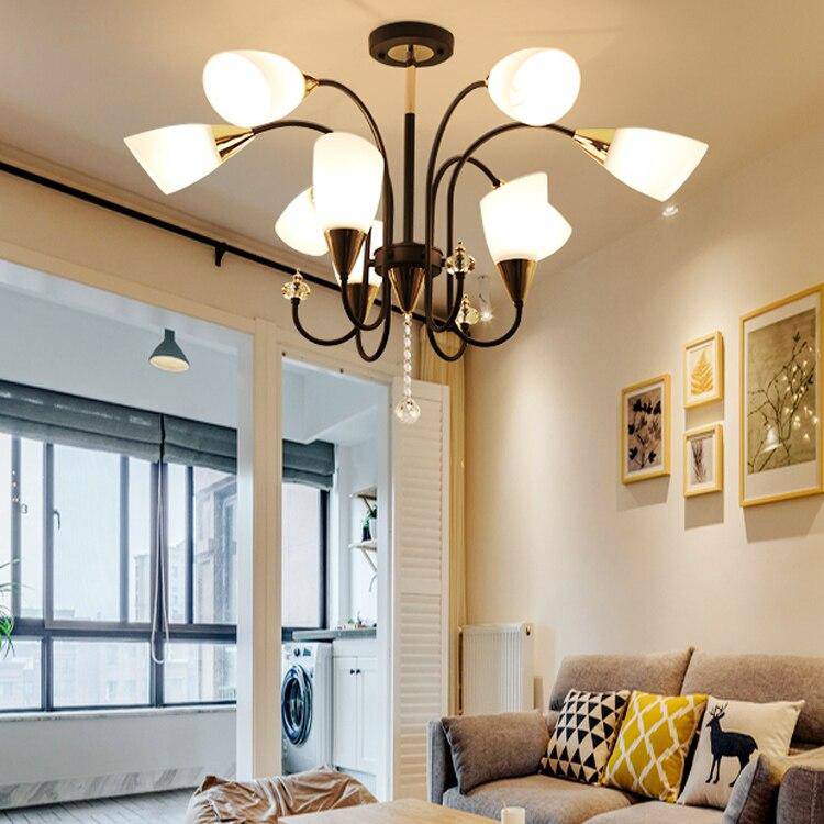 Lustre LED avec bras arrondis et lampes en verre Room - vue 8 sur 10