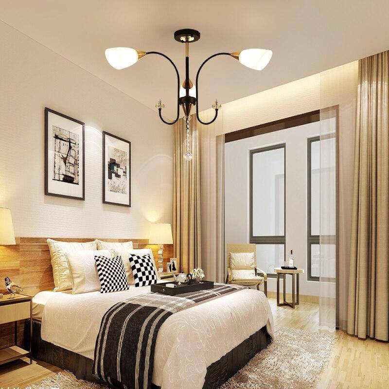 Lustre LED avec bras arrondis et lampes en verre Room - vue 10 sur 10