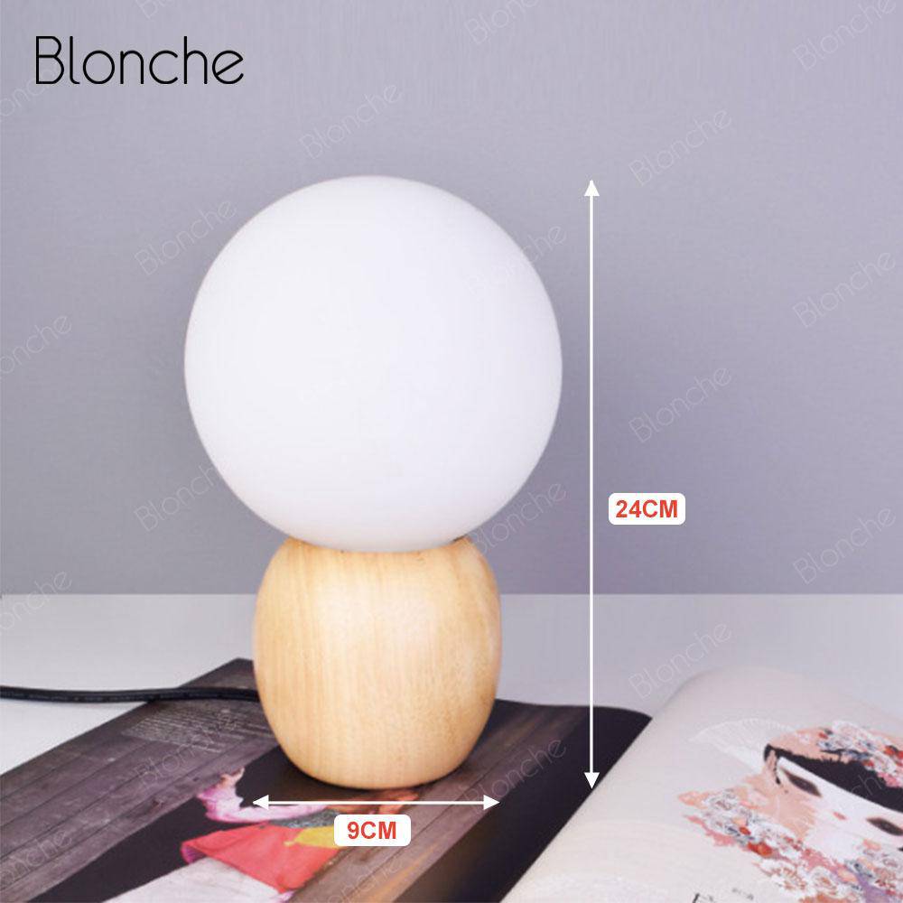 Lampe de chevet à LED boule en bois - vue 6 sur 6
