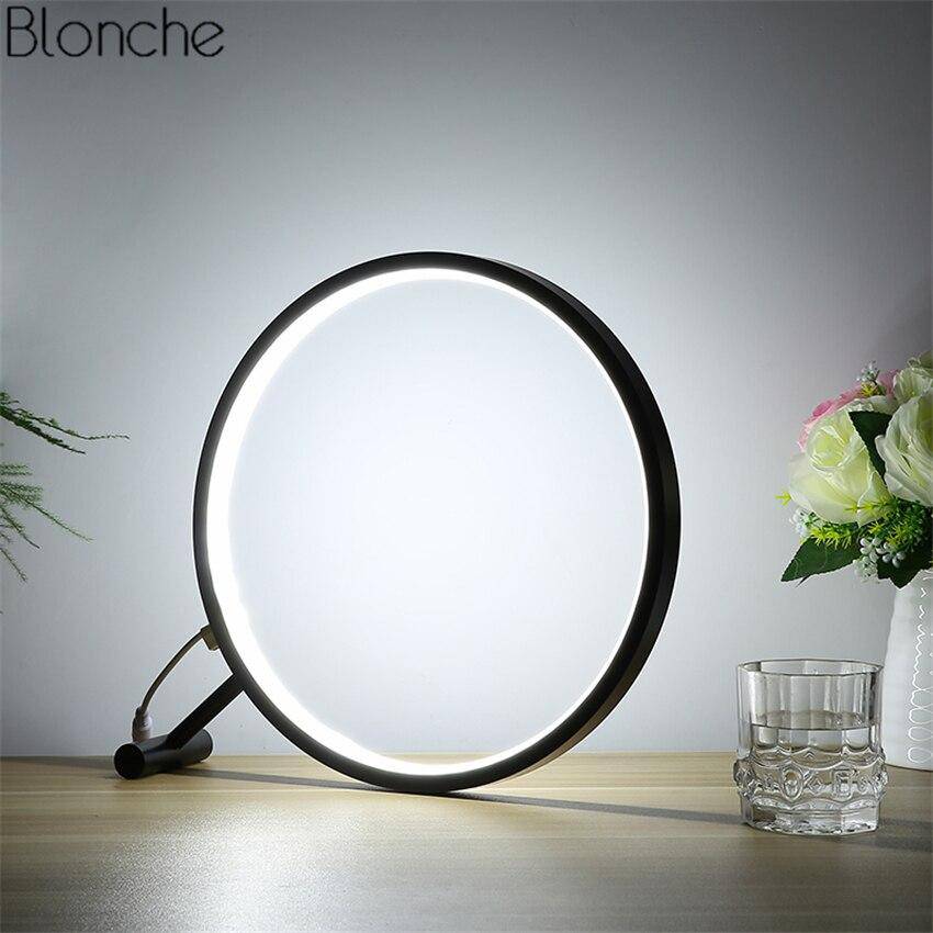 Lampe à poser design LED forme circulaire noire - vue 4 sur 4