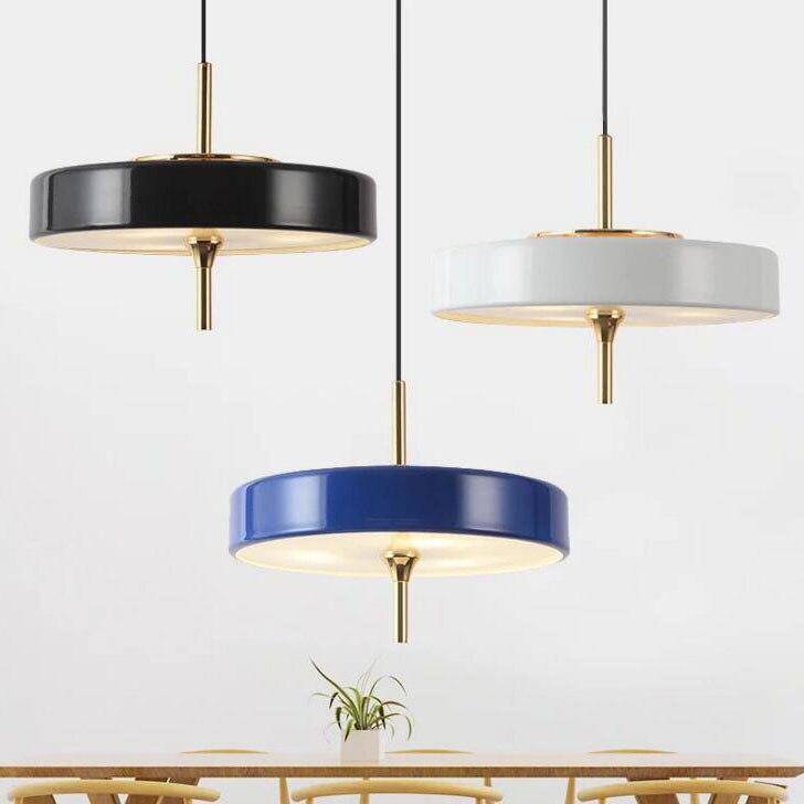 Suspension design LED avec abat-jour circulaire en métal style Juna - vue 8 sur 9