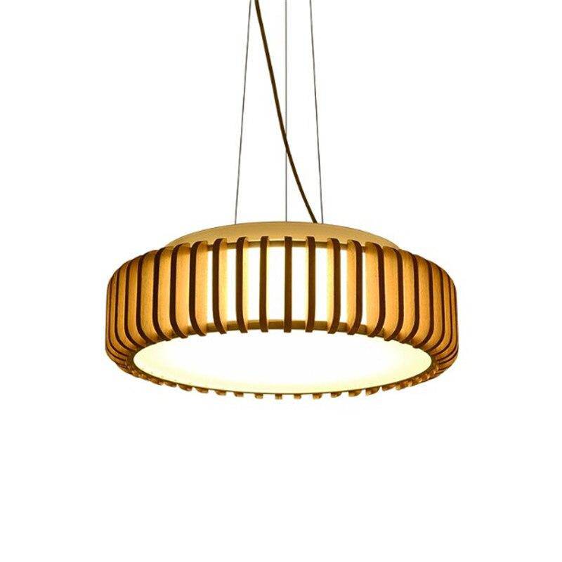Suspension design LED en bois avec abat-jour en disque Hang