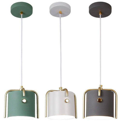 Suspension design à LED avec abat-jour cylindrique en métal coloré Nordic