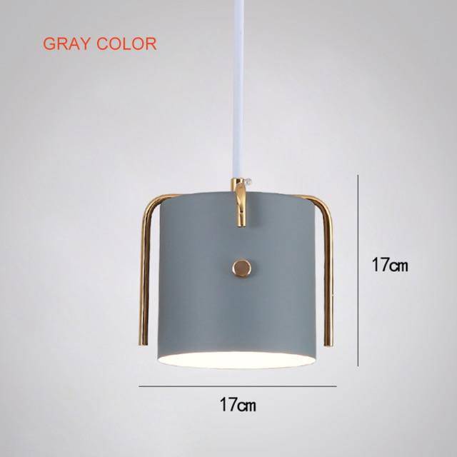 Suspension design à LED avec abat-jour cylindrique en métal coloré Nordic - vue 5 sur 8