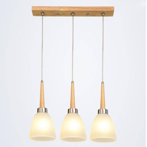 Suspension design en bois LED avec abat-jour arrondi en verre Creative
