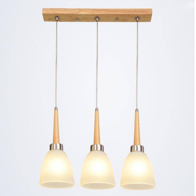 Suspension design en bois LED avec abat-jour arrondi en verre Creative - vue 3 sur 7