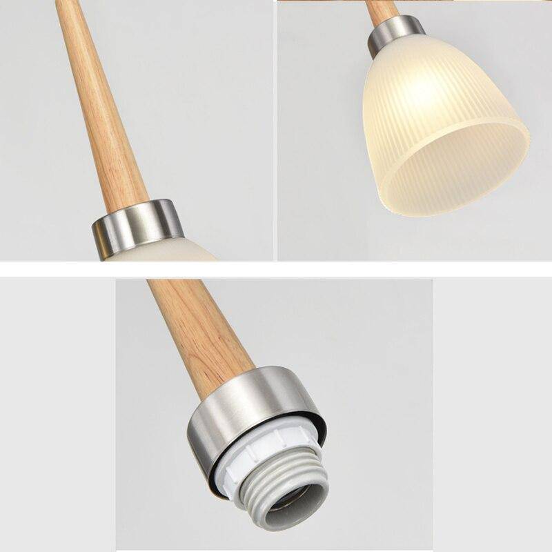 Suspension design en bois LED avec abat-jour arrondi en verre Creative - vue 5 sur 7