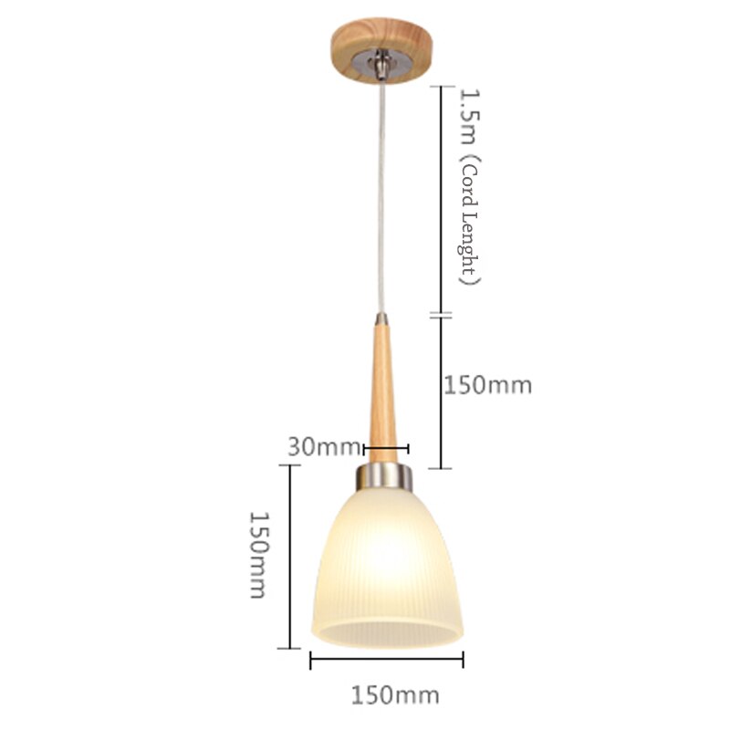 Suspension design en bois LED avec abat-jour arrondi en verre Creative - vue 6 sur 7