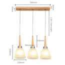 Suspension design en bois LED avec abat-jour arrondi en verre Creative