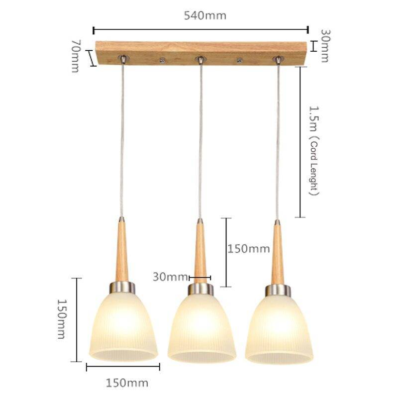 Suspension design en bois LED avec abat-jour arrondi en verre Creative - vue 7 sur 7