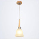 Suspension design en bois LED avec abat-jour arrondi en verre Creative