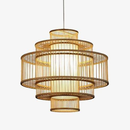 Suspension rustique LED en bois style Japan