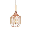 Retro LED-Pendelleuchte aus roségoldenem Metall und Kristallglas