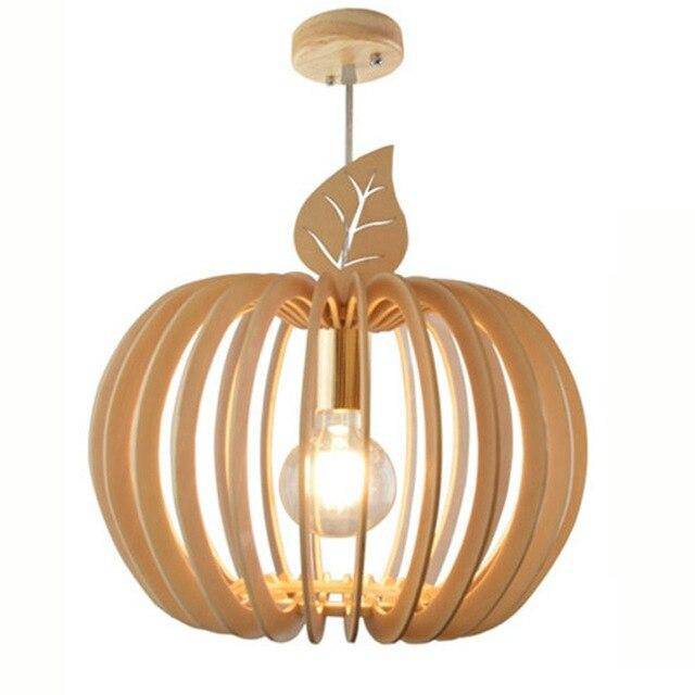 Suspension moderne LED ronde en bois style Ouovo