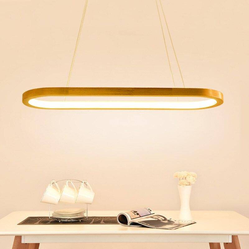 Lustre design LED avec anneaux en bois style Nordic - vue 5 sur 4