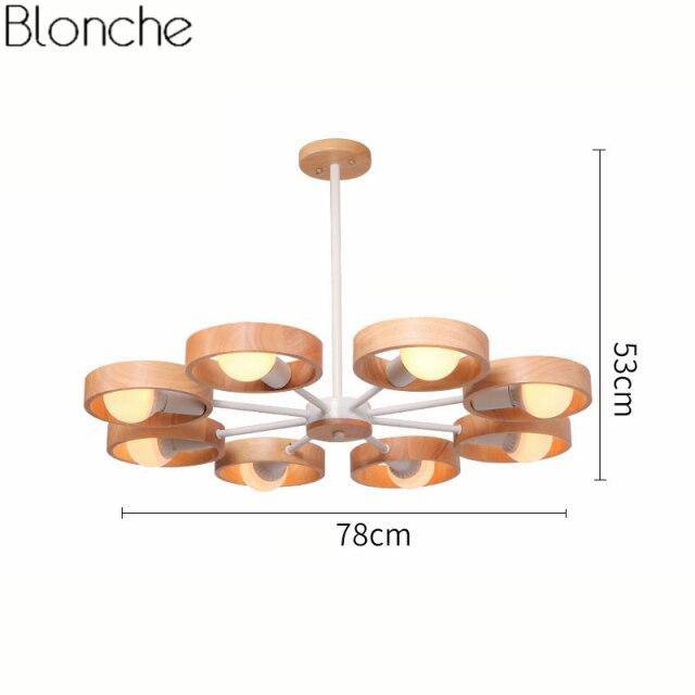 Lustre moderne à LED avec disque en bois style Japan - vue 10 sur 14