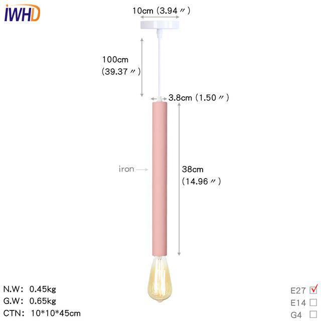 Suspension LED cylindre coloré avec lampe apparente - vue 8 sur 16