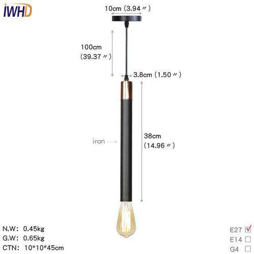 Suspension LED cylindre coloré avec lampe apparente