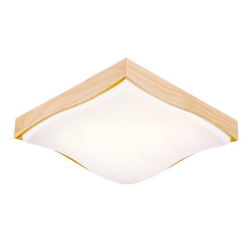 Plafonnier LED en bois carré à vague - vue 3 sur 4