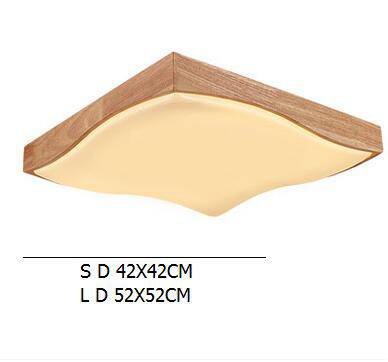 Plafonnier LED en bois carré à vague - vue 4 sur 4