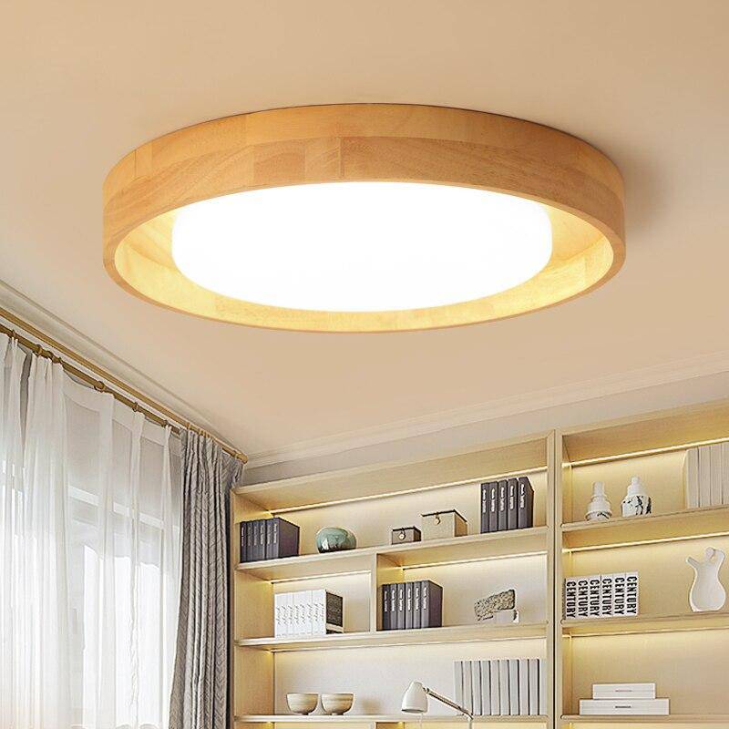 Plafonnier en bois à LED rond design Solid