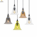 Farbige Glocken-Pendelleuchte aus Glas