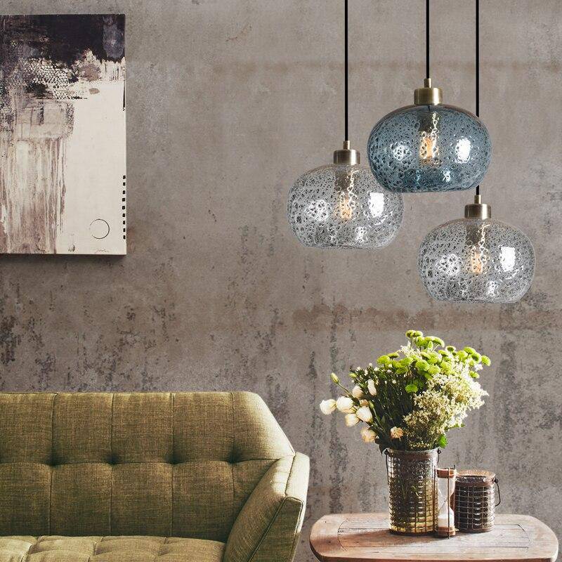 Suspension design LED arrondie en verre coloré Life
