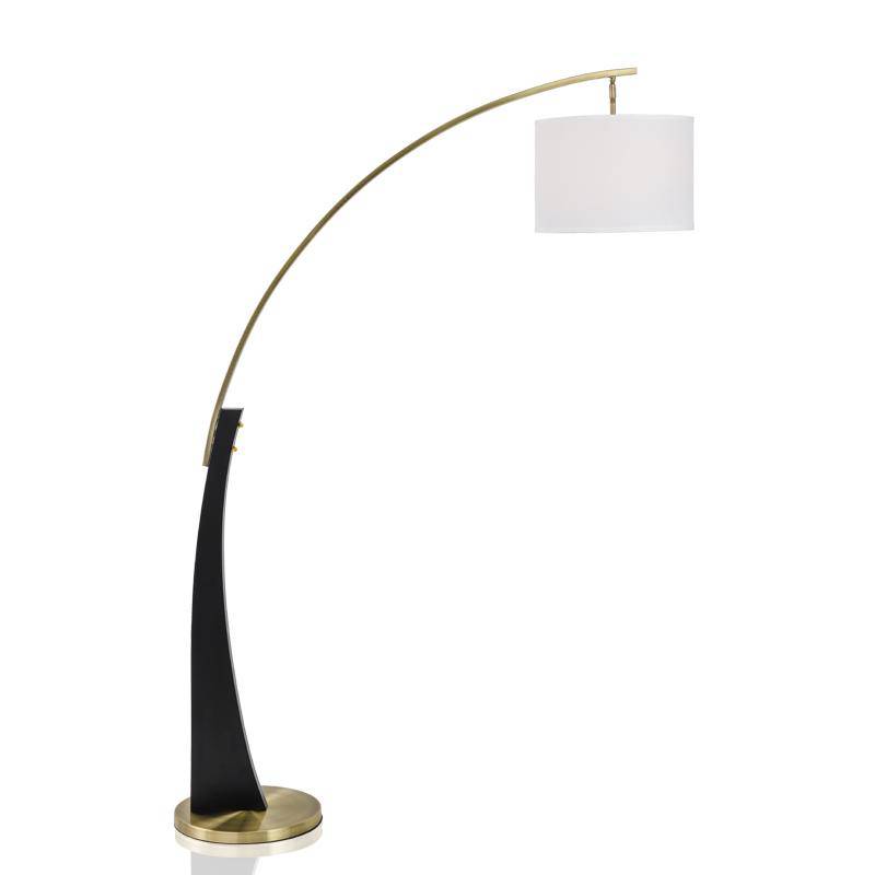 Lampadaire LED design doré arrondi et abat-jour Foyer - vue 4 sur 5