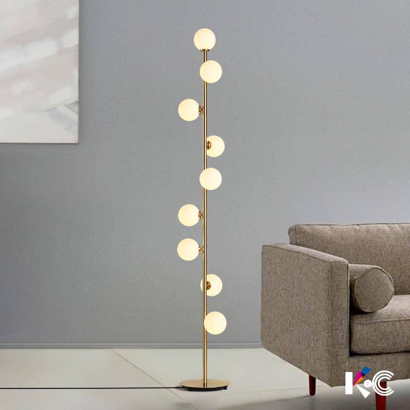 Lampadaire design à LED avec plusieurs boules de verre Head