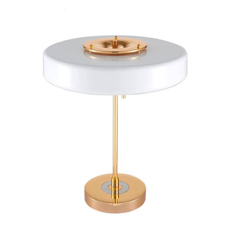 Lampe de chevet doré avec abat-jour en verre blanc Drawing - vue 5 sur 5