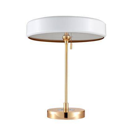 Lampe de chevet doré avec abat-jour en verre blanc Drawing - vue 4 sur 5