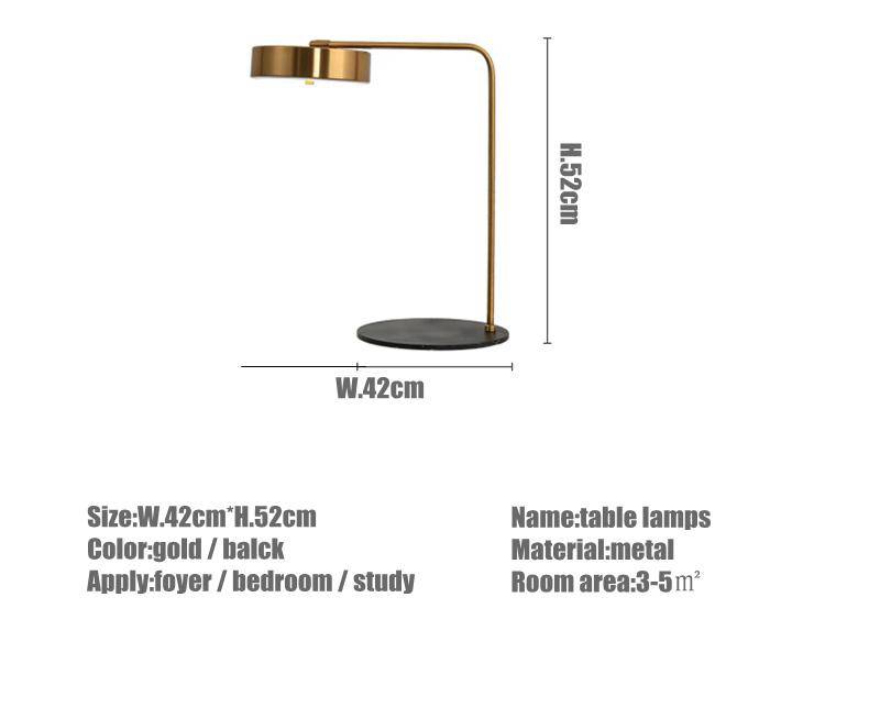 Lampe de chevet ou bureau doré arrondi Study